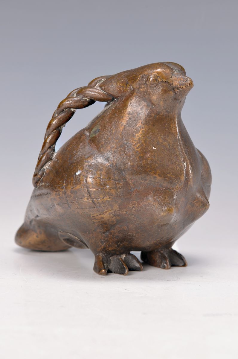 Gernot Rumpf, geb. 1941 Kaiserslautern, Elwetritsche Wachtel, Bronzeguß, num. 6/25, Gießerstempel, monogrammiert, ca. 13x13 cm
