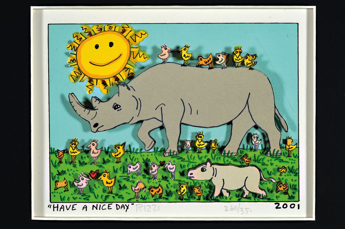Detail k: James Rizzi, 1930-2011, "Have a nice Day", 3D-Konstruktion, handsign., num. 260/350, dat. 2001, PP, Motiv ca. 11,5x16 cm, gesamt ca. ...