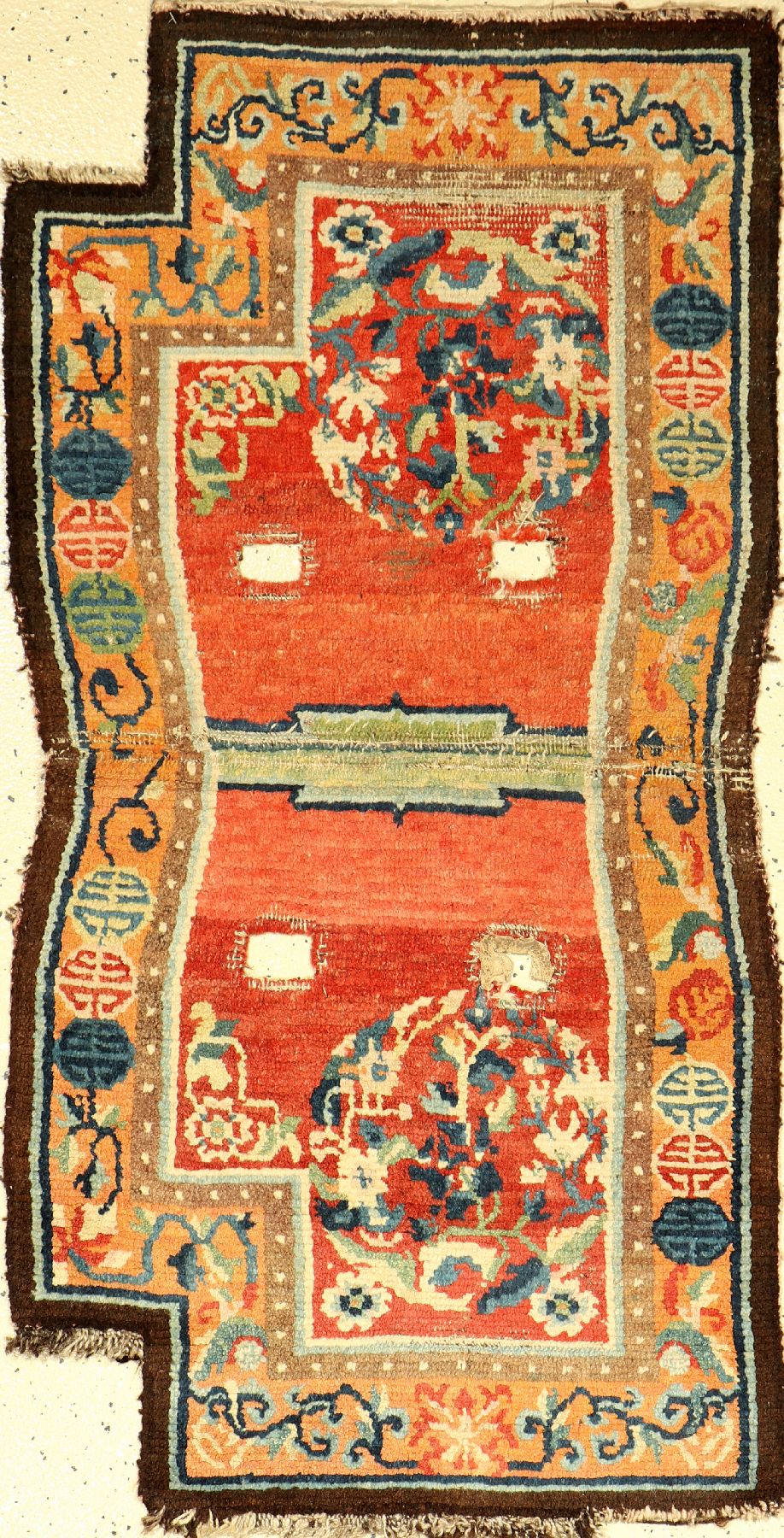 Tibet Sattel antik, Tibet, um 1900, Wolle auf Wolle, ca. 127 x 66 cm, EHZ: 4