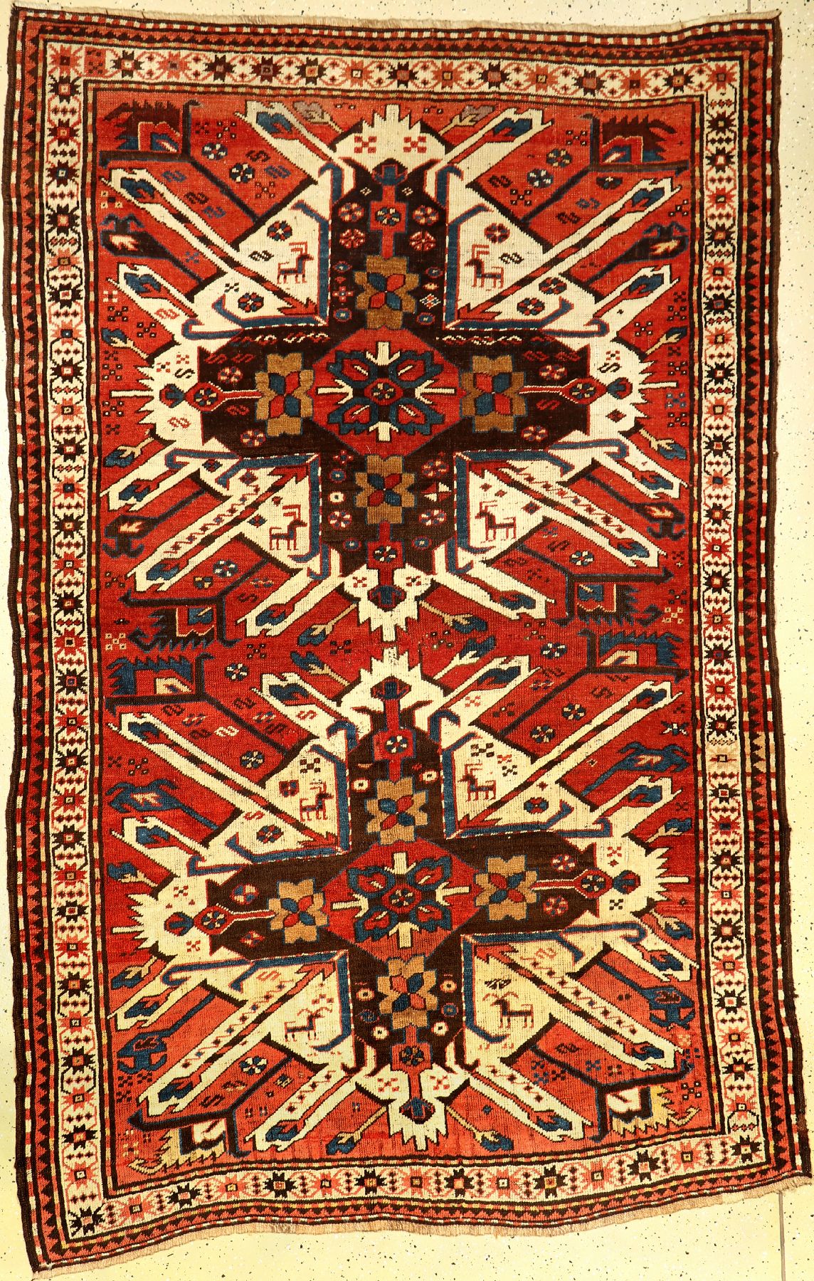 Tschelaberd antik, Adler Kasak, Kaukasus, um 1900, Wolle auf Wolle, ca. 240 x 155 cm, EHZ: 3-4