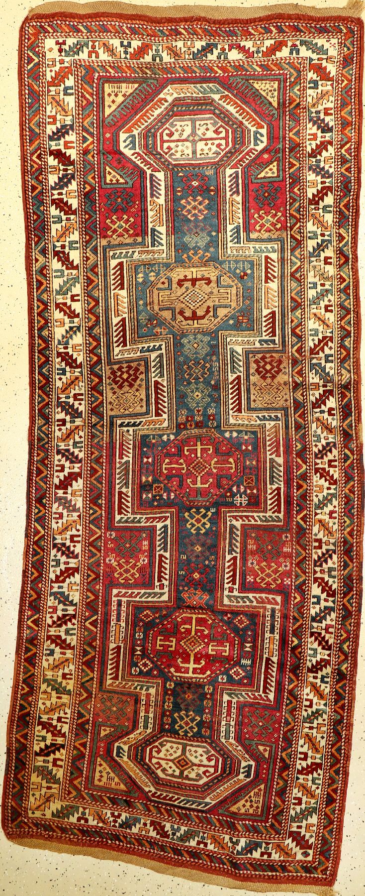 Yürük "Galerie" antik, Türkei, (Schildmuster), um 1890, Wolle auf Wolle, ca. 290 x 115 cm, EHZ: 4