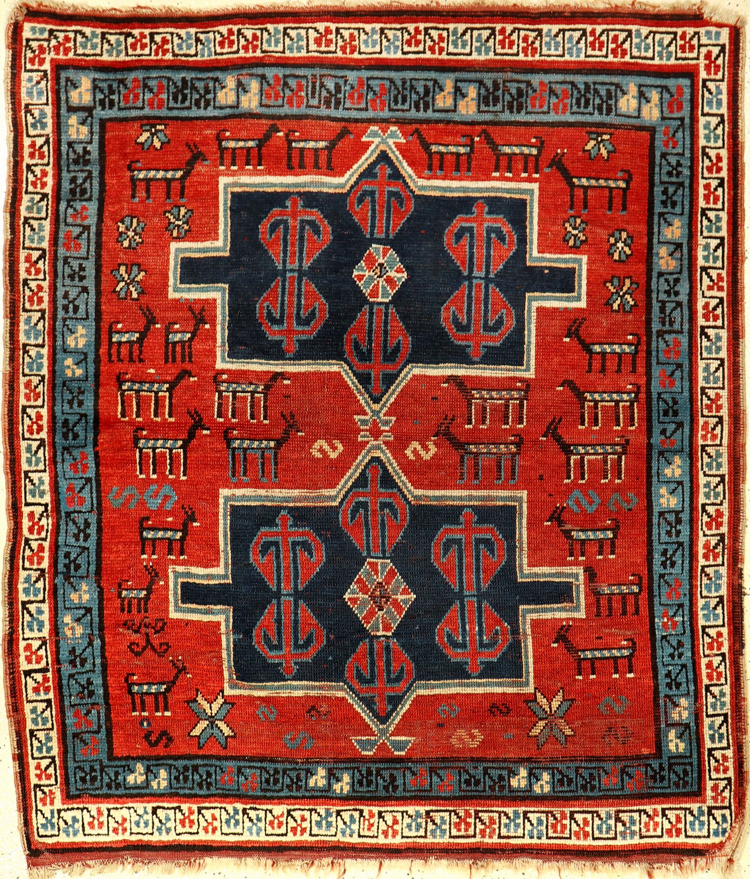 Kasak alt, Kaukasus, um 1930, Wolle auf Wolle, ca. 138 x 120 cm, EHZ: 4