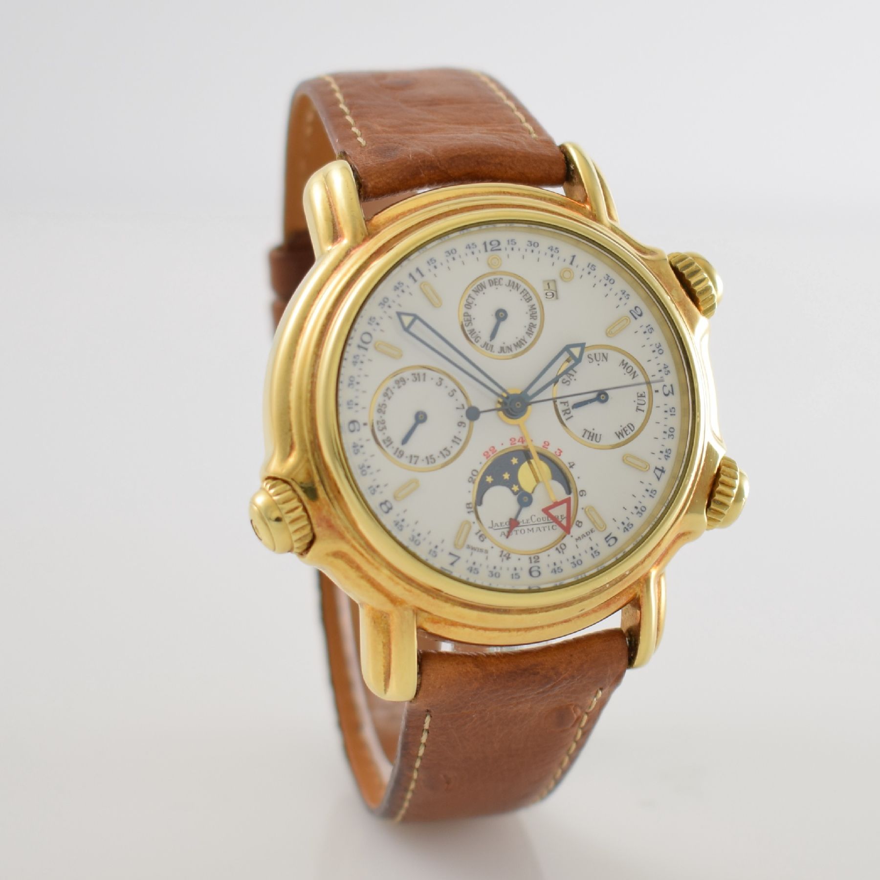 Detail d: Jaeger-LeCoultre feine & seltene astronomische Herrenarmbanduhr Calendrier Perpétual Grand Réveil in GG 750/000, Schweiz 1990er Jahre, Automatik, ...