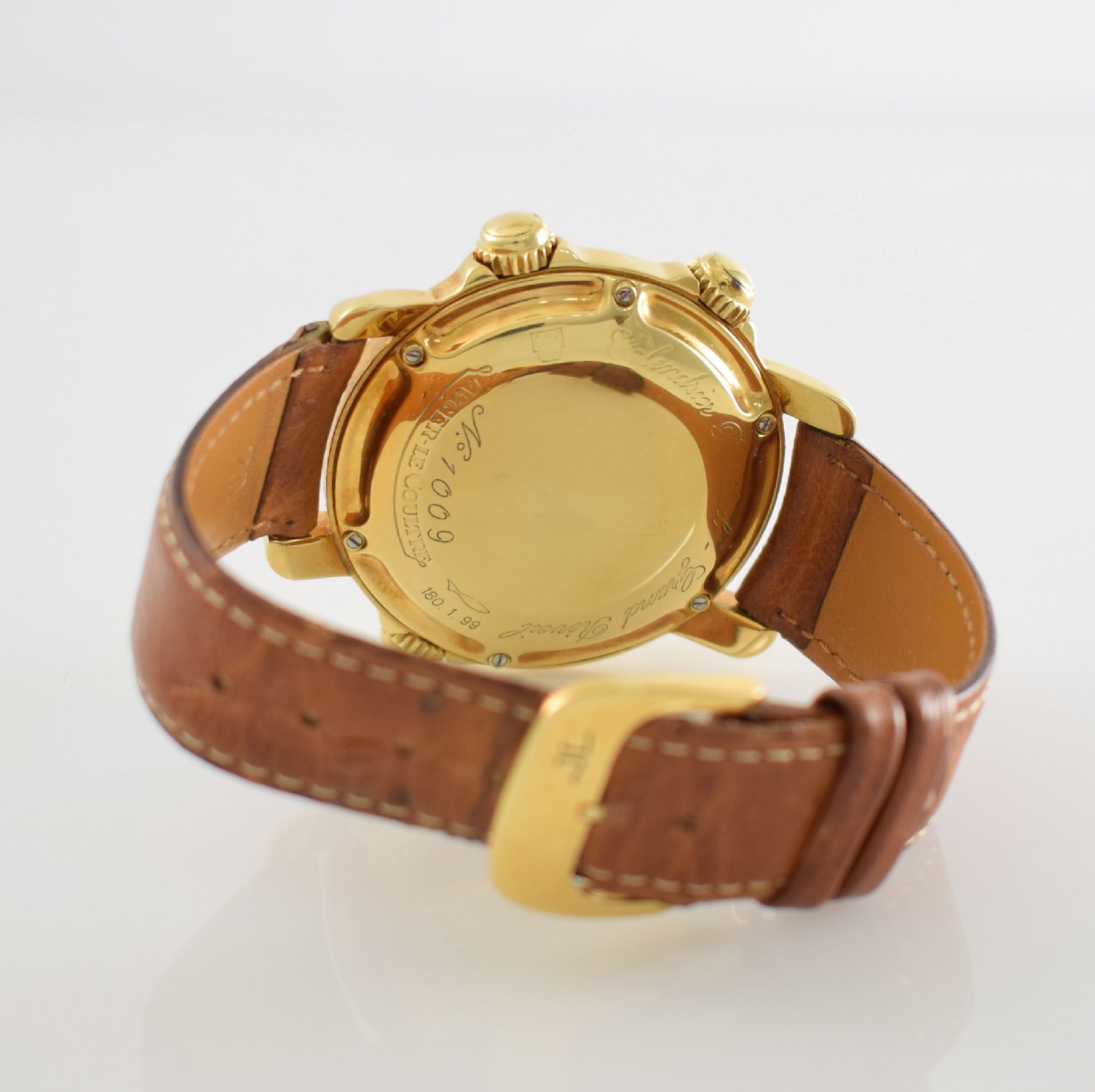 Detail f: Jaeger-LeCoultre feine & seltene astronomische Herrenarmbanduhr Calendrier Perpétual Grand Réveil in GG 750/000, Schweiz 1990er Jahre, Automatik, ...