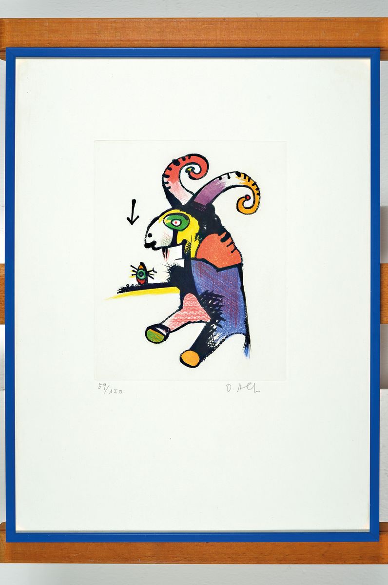 Detail l: Otmar Alt, geb. 1940 Wernigrode, 1x Farbserigraphie, 54 x 53cm/72 x 57 cm und zwei Lithographien Elefant-Mischwesen und 18x11cm/25x21cm bzw. und ...