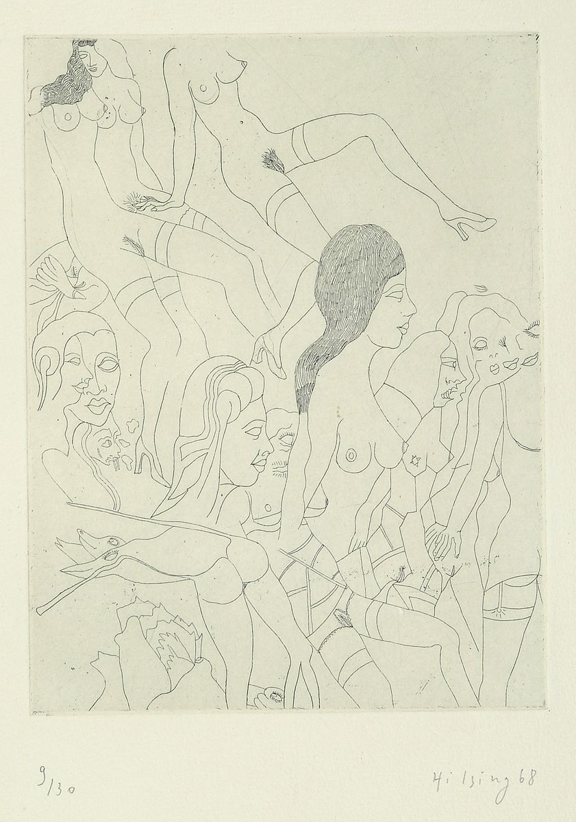 Detail a: Werner Hilsing, geb. 1938, 3 erotische Radierungen von 1938, alle handsigniert, num. 9/30, Blattgr. je ca. 19x15cm