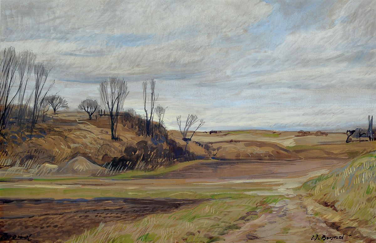 Werner Brand, geb. 1933, Teufelskanzel bei Jockgrim, Gouache auf Papier, rechts unten signiert, ca. 26.5x40.5cm