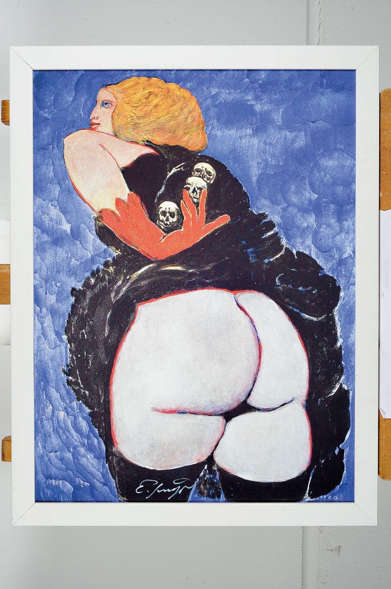 Detail k: Ernst Fuchs, 1930 Wien-2015, Die Kopfsammlerin, Giclee-druck auf Lwd, handsigniert, bez.: e.a., ca. 55x41cm, R. ca. 61x46cm