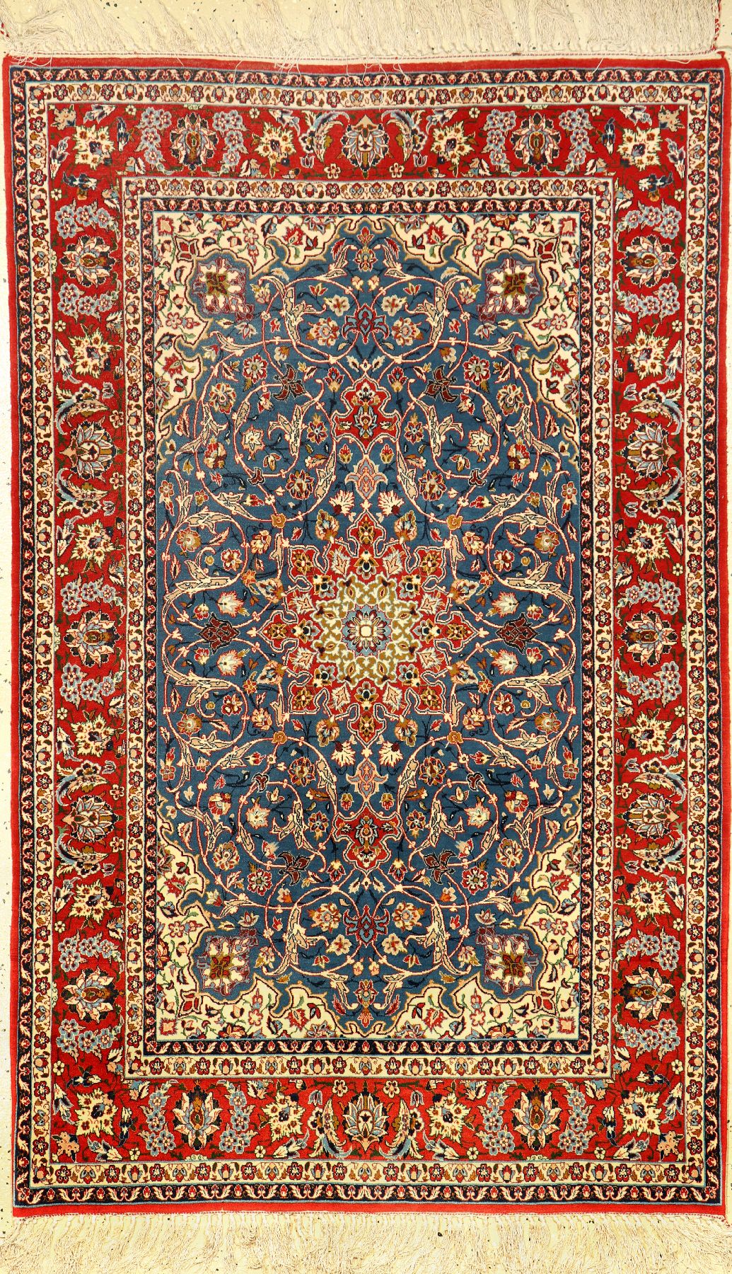Feiner Esfahan alt, Persien, ca. 50 Jahre, Korkwolle auf Seide, ca. 175 x 110 cm, feine Knüpfung, Eslimi Design, EHZ: 2, hochwertig