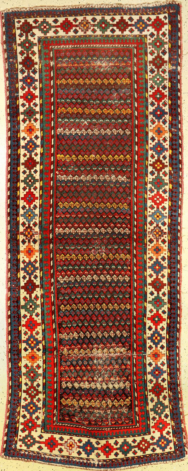 Früher Feiner Talish antik, Kaukasus, Mitte19.Jhd., Wolle auf Wolle, ca. 277 x 107 cm, feine Knüpfung, sehr gute Farben, EHZ: Alters und ...