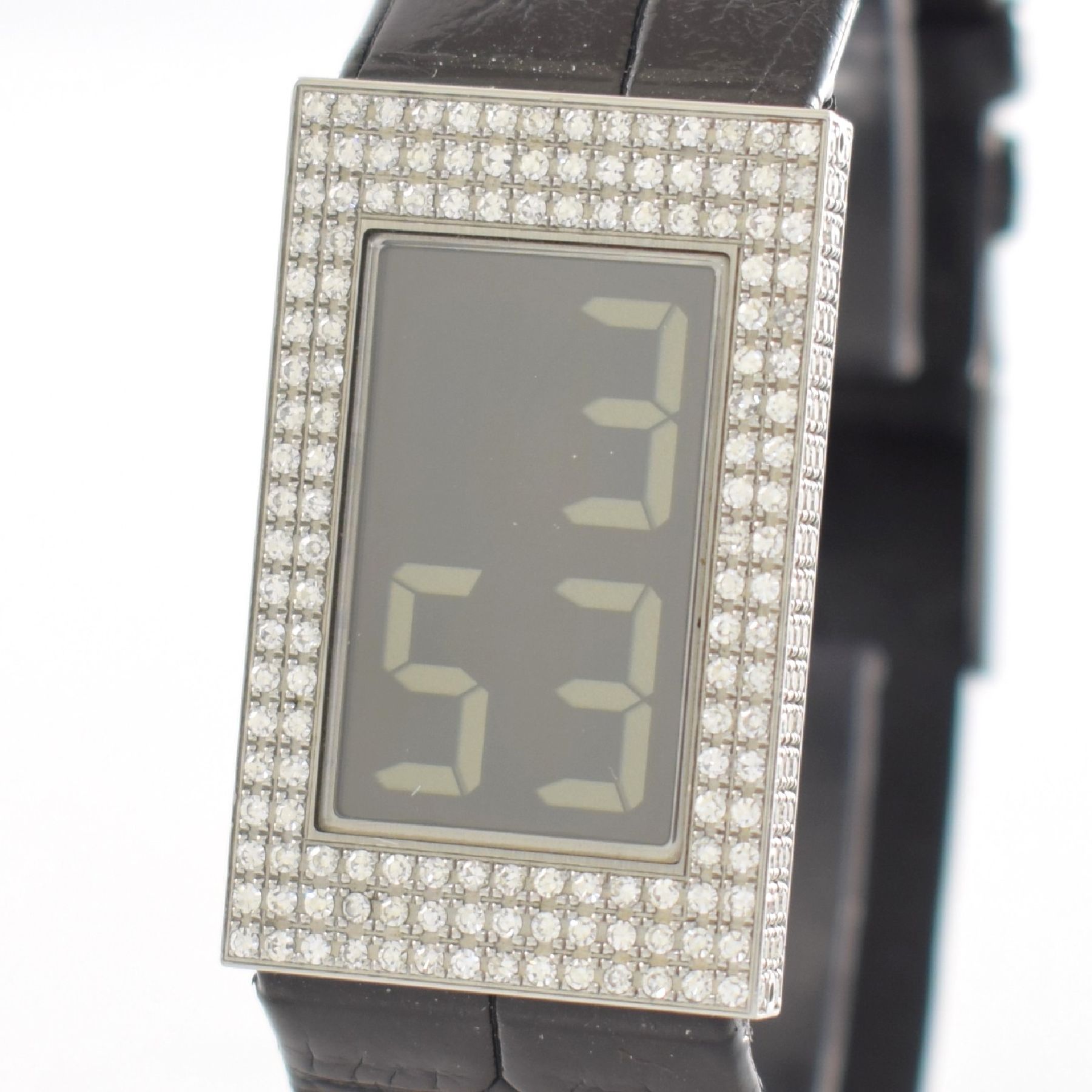 Detail c: VENTURA Armbanduhr mit Brillantbesatz designed von Flemming Bo Hansen, um 2000, Ref. S7-0364, Edelstahlgeh. inkl. orig. Lederband, Geh. wie Dornschl. ...