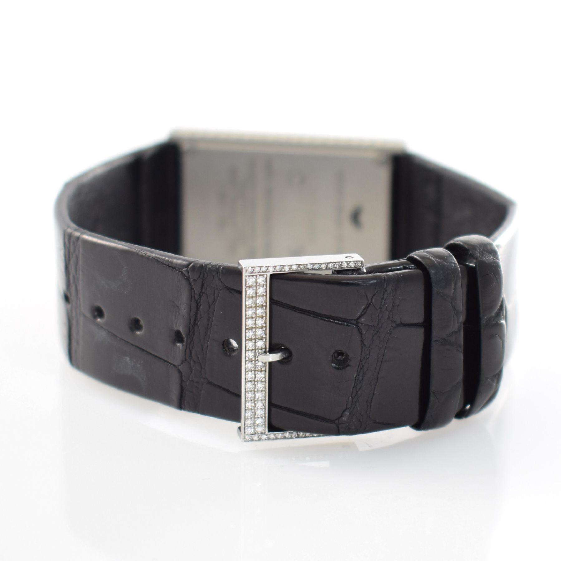 Detail f: VENTURA Armbanduhr mit Brillantbesatz designed von Flemming Bo Hansen, um 2000, Ref. S7-0364, Edelstahlgeh. inkl. orig. Lederband, Geh. wie Dornschl. ...