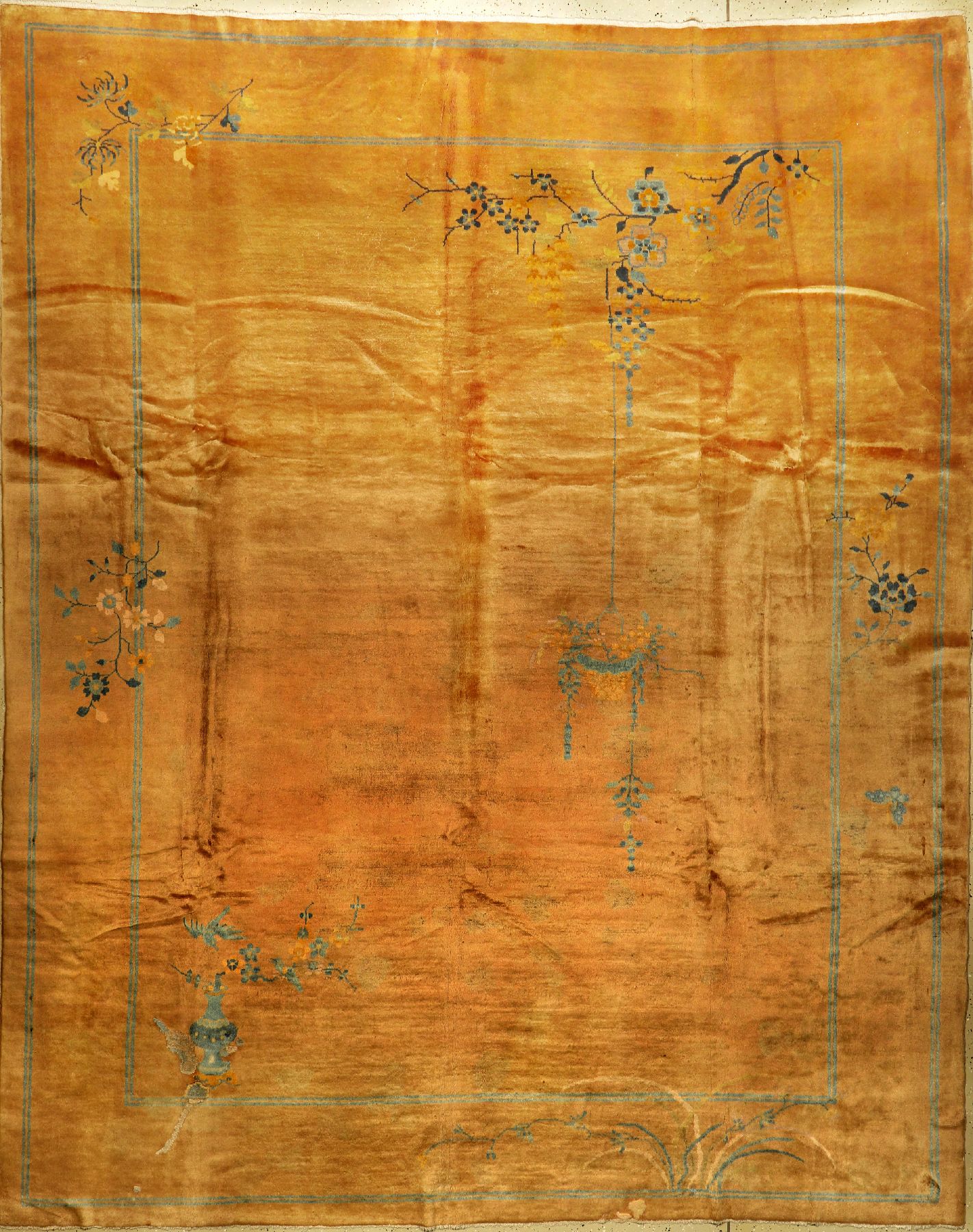 Feiner Peking antik, China, um 1900, Wolle auf Baumwolle, ca. 344 x 280 cm, Antique-Washed, EHZ: 3-4