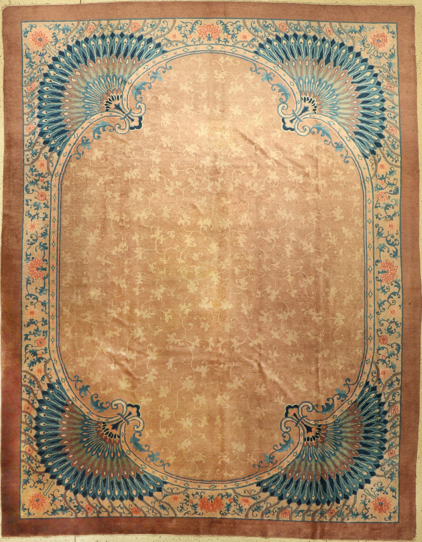 Peking alt (Art-Deco), China, um 1920, Wolle auf Wolle, ca. 358 x 261 cm, dekorativ, edel, EHZ: 3