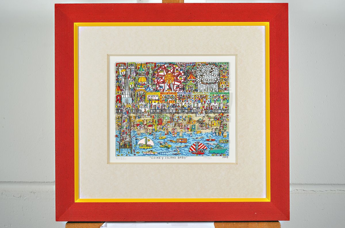Detail k: James Rizzi, 1950-2011 New York, Coney Island Baby, dreidimensionale Farblithographie, handsigniert und num. 173/350, ca. 22x26cm, PP, u.Gl., R. ca. ...