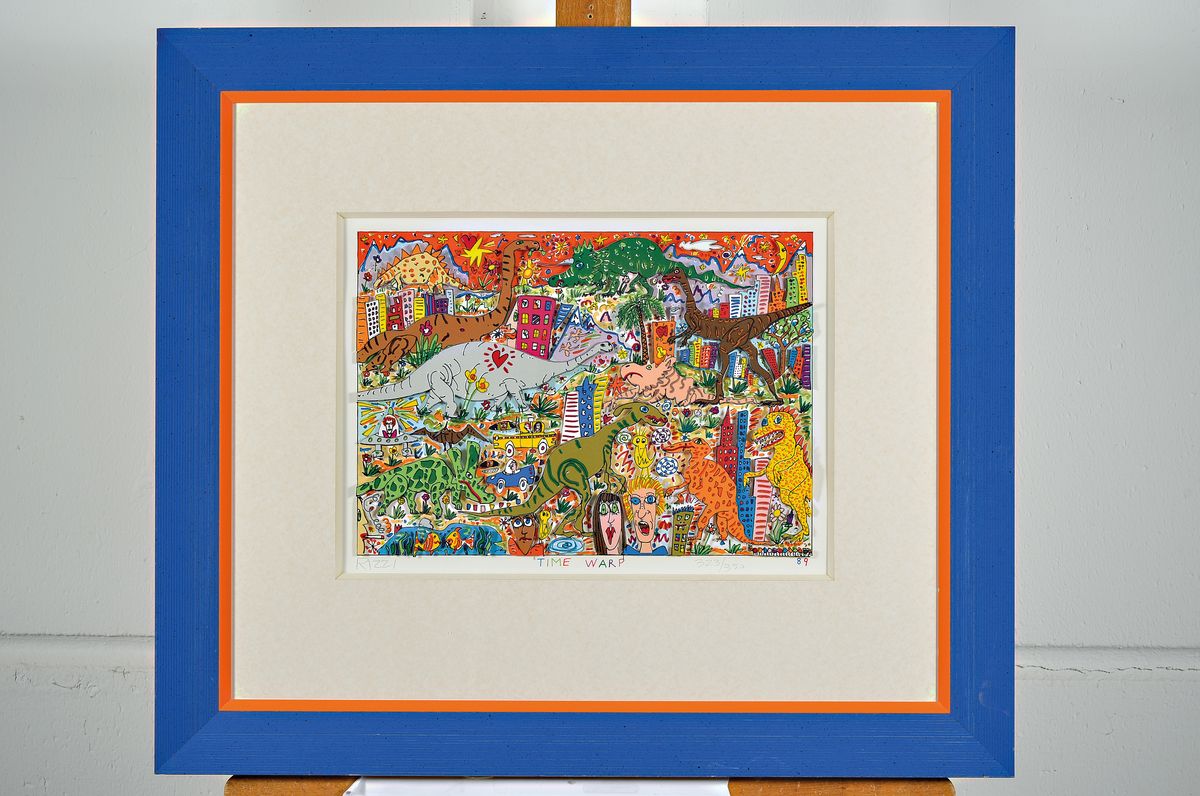 Detail k: James Rizzi, 1950-2011 New York, Time Warp, dreidimensionale Farblithographie von 1989, handsigniert und num. 323/350, ca. 22x31cm, PP, u.Gl., R. ca. ...