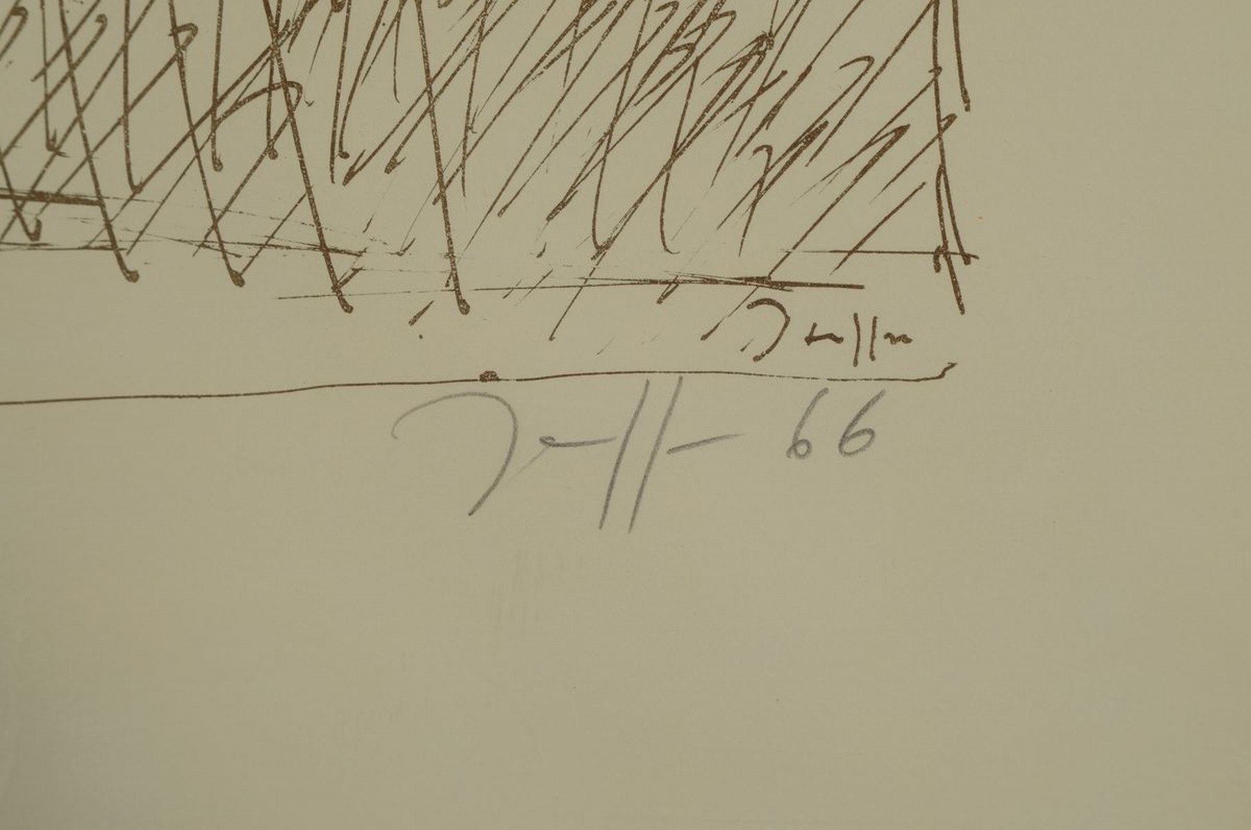 Detail a: Horst Janssen, 1929-1995 Hamburg, Lithografie, sign., betitelt , dat. 66, unter Glas gerahmt, gesamt ca. 63,5x49,5 cm
