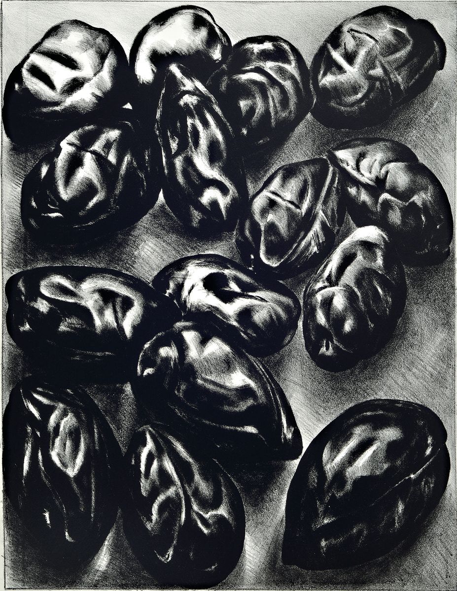 Peter Engel, Walnüsse, Lithografie, Blatt, ca. 60x46 cm, 68x53 cm
