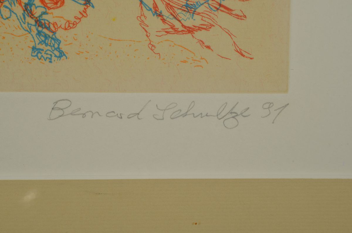 Detail a: Bernard Schultze, 1915-2005, Stunde des Pan, Farbaquatintaradierung, handsigniert, betitelt, num. VIII/XV, ca. 39x48cm, PP, u.Gl., R. ca. 71x82cm