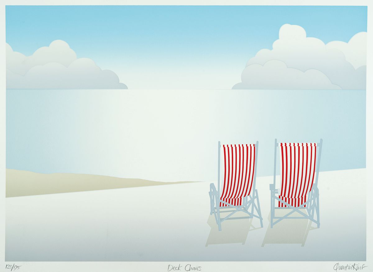 Quentin King, geb. 1957, 3 Farblithographien: Deck chairs, 128/175; Folding Chairs 207/225, Windbreak 81/225, alle handsigniert und num., alle ...