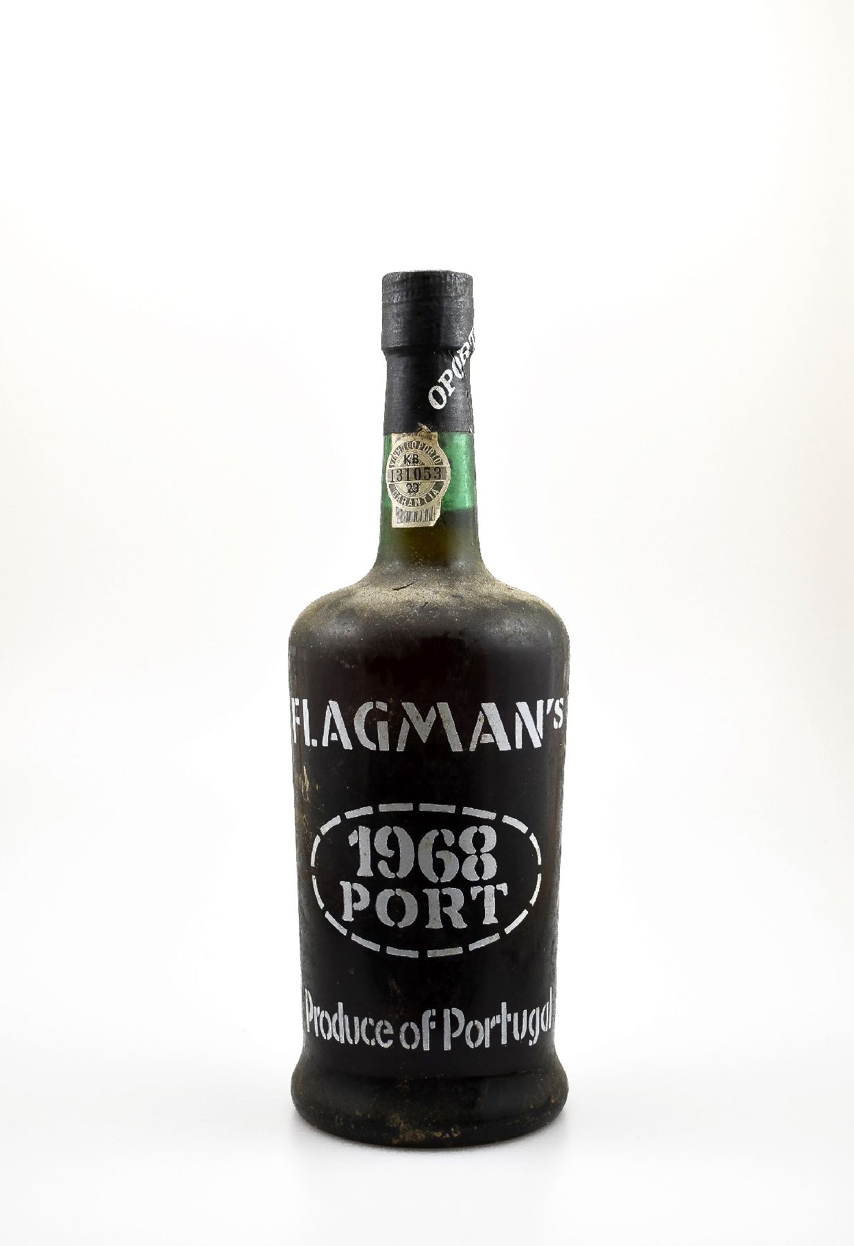 1 Flasche 1968 Flagmans`s Port, ca. 75 cl, 20 % Vol., Füllstand: ca. into neck, Flasche und Banderole in einem gutem Zustand, unverkostet