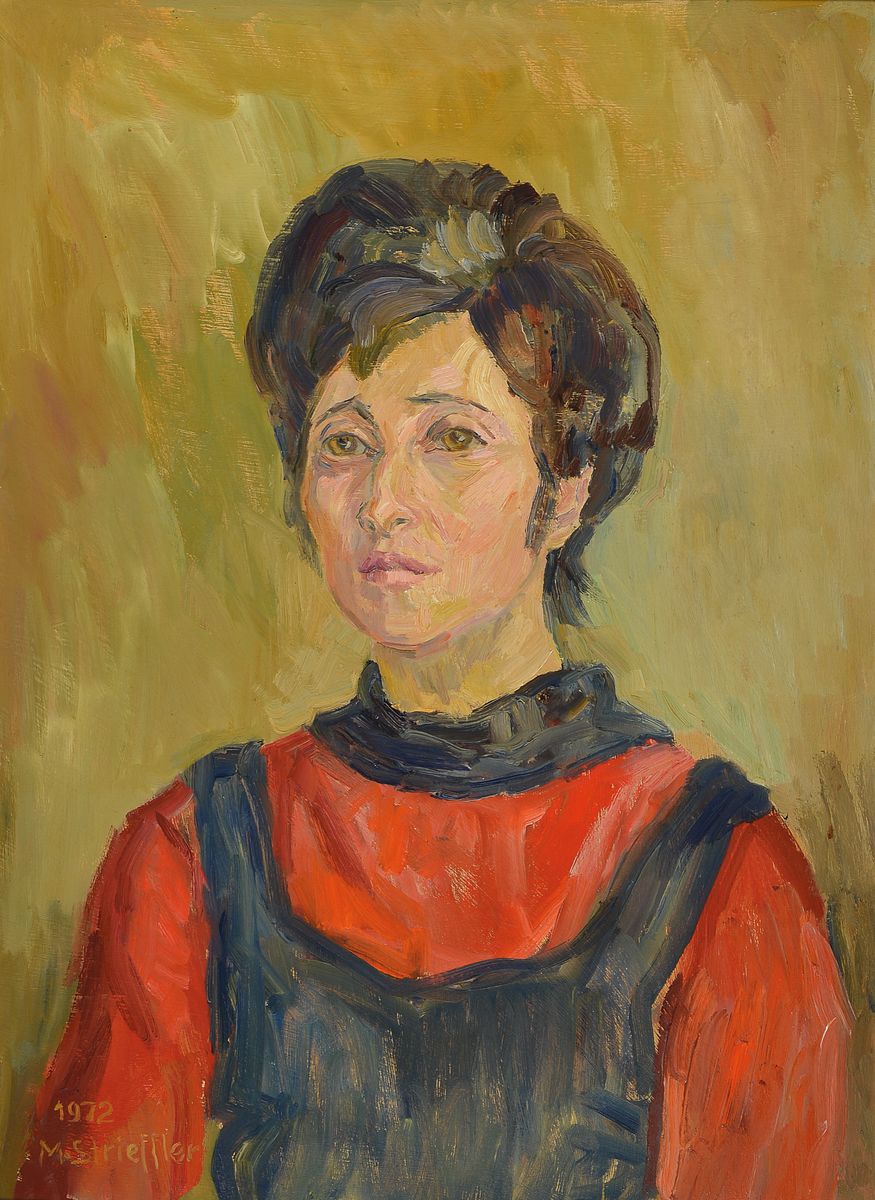 Marie Strieffler, 1917-1987 Landau, Porträt einer Frau, Öl/Lwd, links unten signiert und dat. 1972, ca. 65x47cm/59x75cm