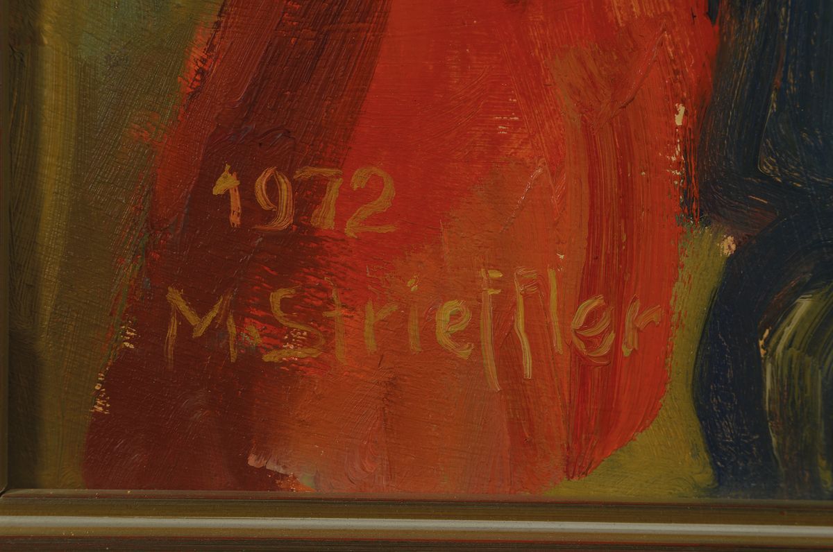 Detail a: Marie Strieffler, 1917-1987 Landau, Porträt einer Frau, Öl/Lwd, links unten signiert und dat. 1972, ca. 65x47cm/59x75cm