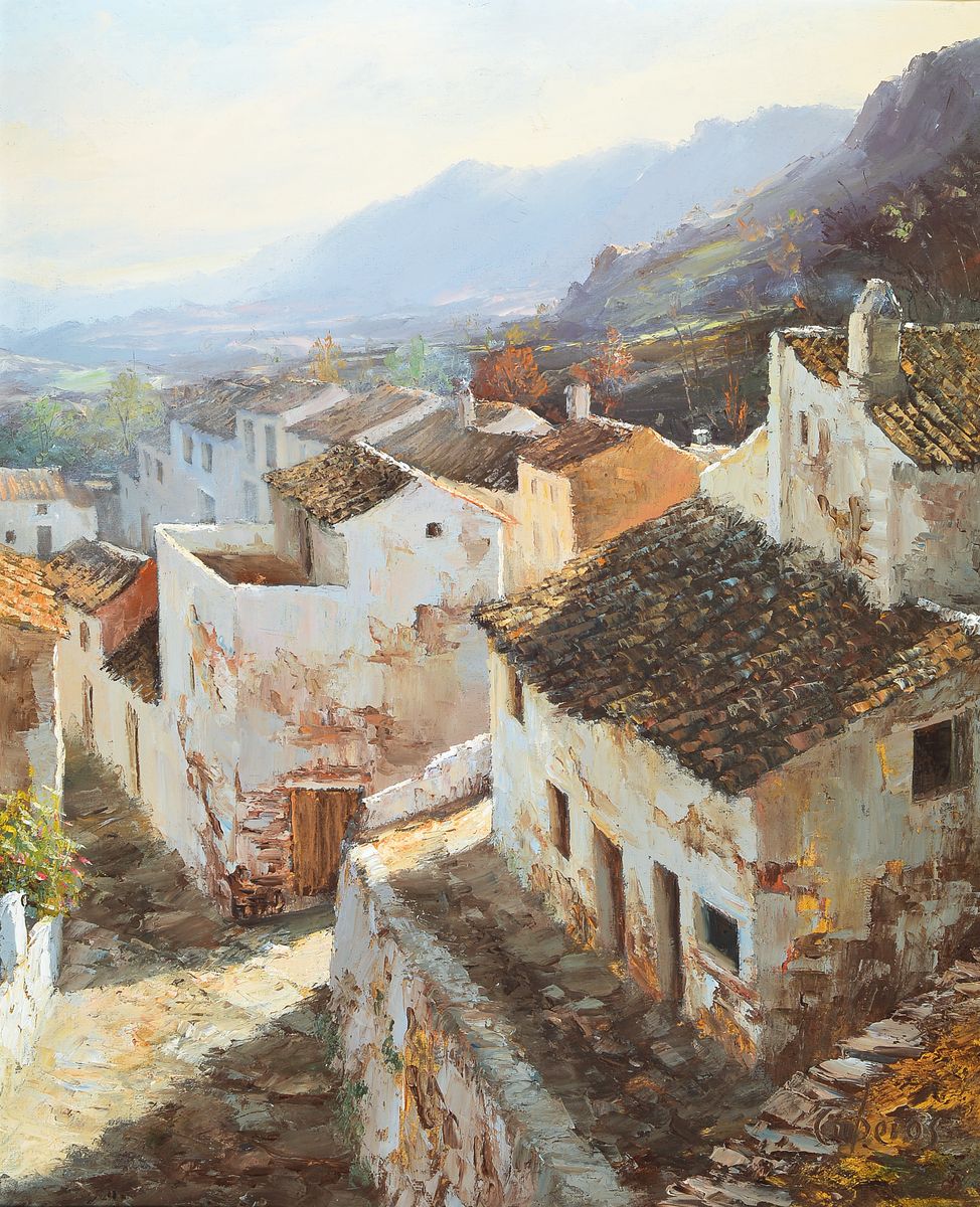 Manuel Cuberos, geb. 1933, Stadtansicht, Öl/Lwd, Rahmen, gesamt ca.