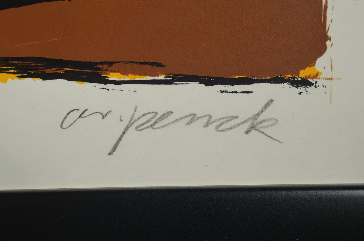 Detail a: A.R. Penck,1939-2017, Farbserigraphie auf dickem Velin, handsigniert, aus 1991/92, Blattgröße 70 x 100 cm, Künstlerexemplar e.a., unter Glas, ...