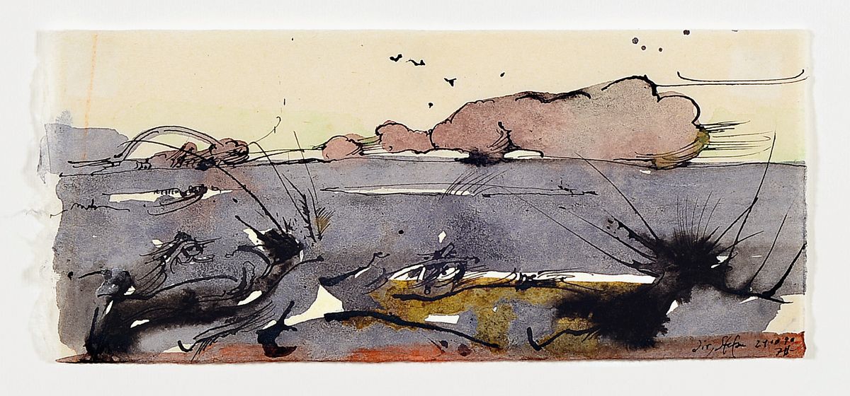 Horst Janssen, 1929 - 1995, Aquarell auf Japan-Bütten, aus der Folge "Bobethanien", rechts unten handsigniert, dat. (19)90, Blattgröße ...