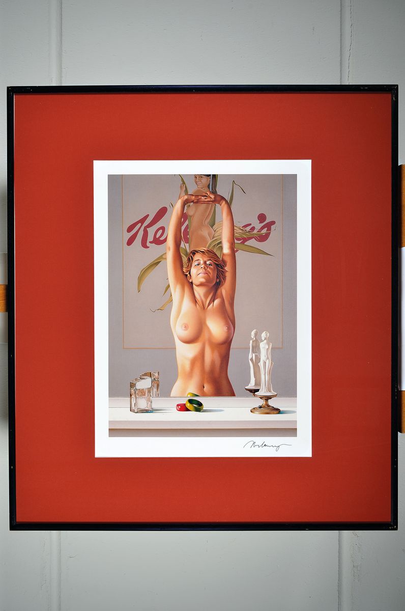 Detail k: Mel Ramos, geb. 1935, Farboffset-Lithografie auf Papier, handsigniert, aus 2003, ca. 57 x 40.5 cm, Rahmen 81 x 71 cm