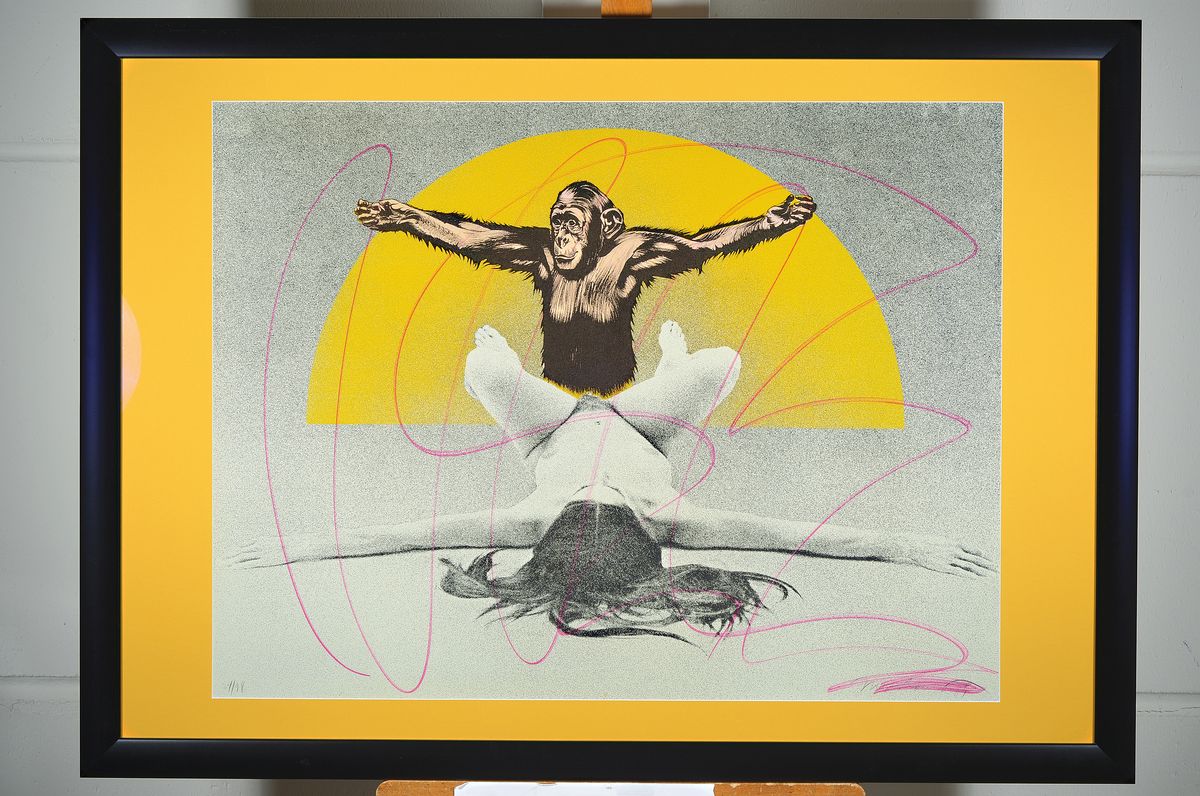 Detail k: Mel Ramos,1935-2018, Farblithographie auf Silberfolie auf beschichtetem Karton, "Cheetahand Jane", 1969, 61 x 81 cm, handsigniert, datiert ...