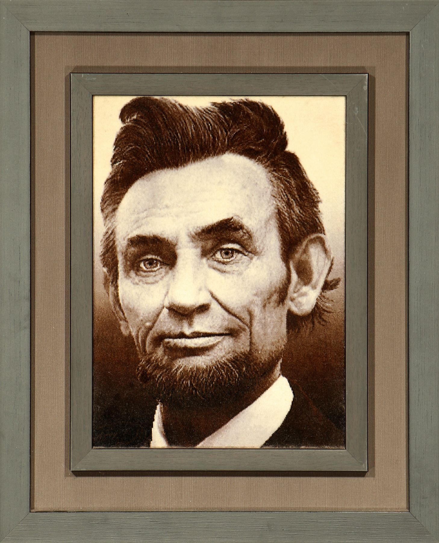 Feiner Täbriz "Bildteppich" (Abraham Lincoln), Persien, ca. 10 Jahre alt, Korkwolle, ca. 72 x 58 cm, EHZ: 1-2.