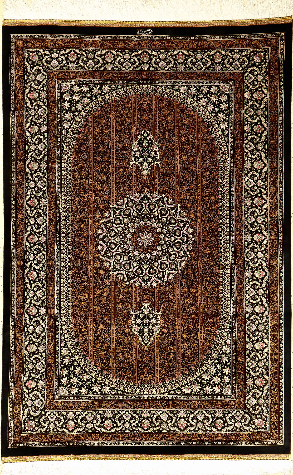 Sehr feiner Seiden Ghom "Masoumi" (Signiert), Persien, ca. 10 Jahre alt, reine Naturseide, ca. 153 x 102 cm, EHZ: 1-2 (fachkundig ...