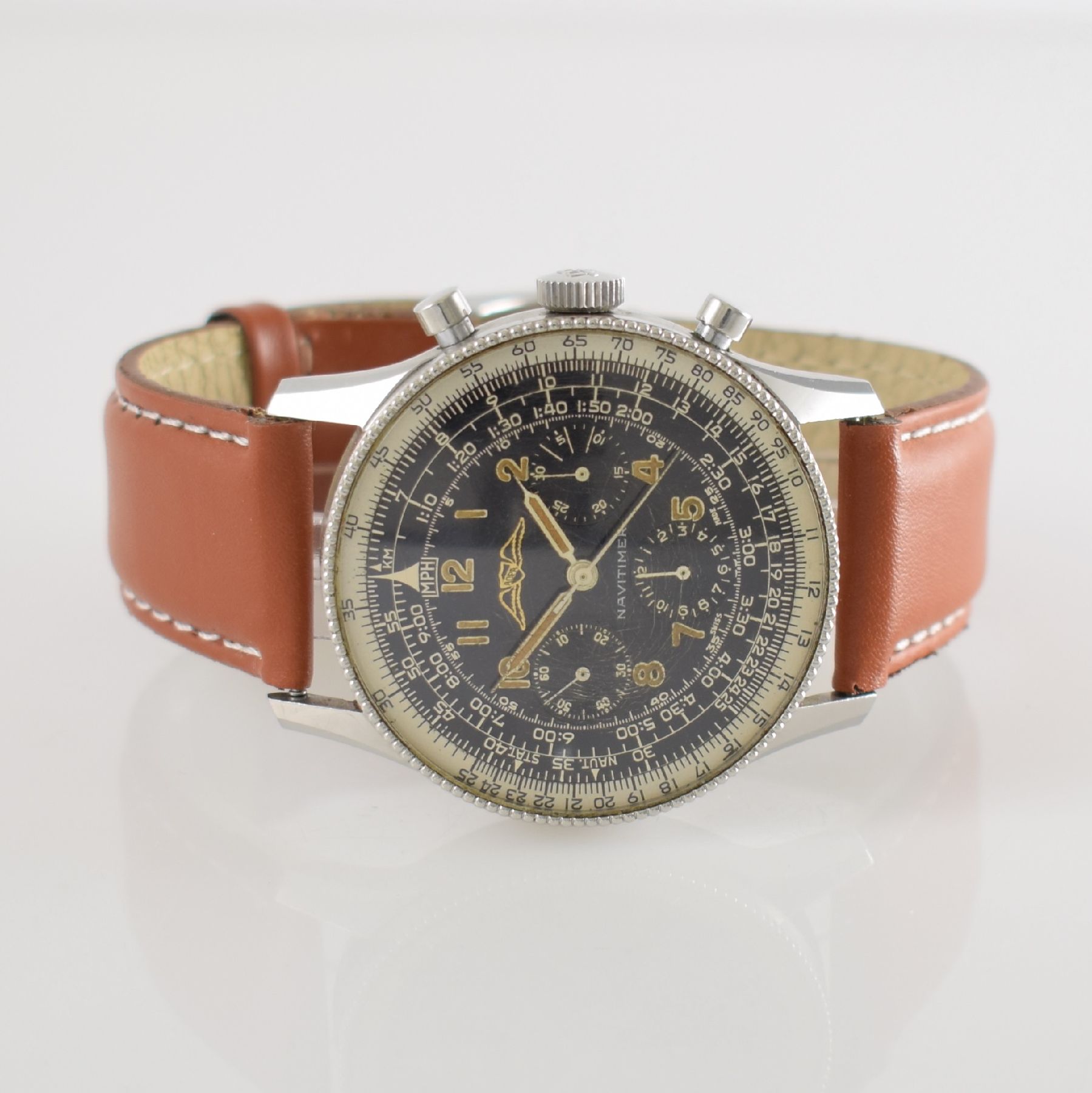 BREITLING Navitimer AOPA sehr seltener & wunderbar erhaltener früher Herrenchronograph in Edelstahl Kaliber VALJOUX 72, Schweiz um 1954, Handaufzug, ...