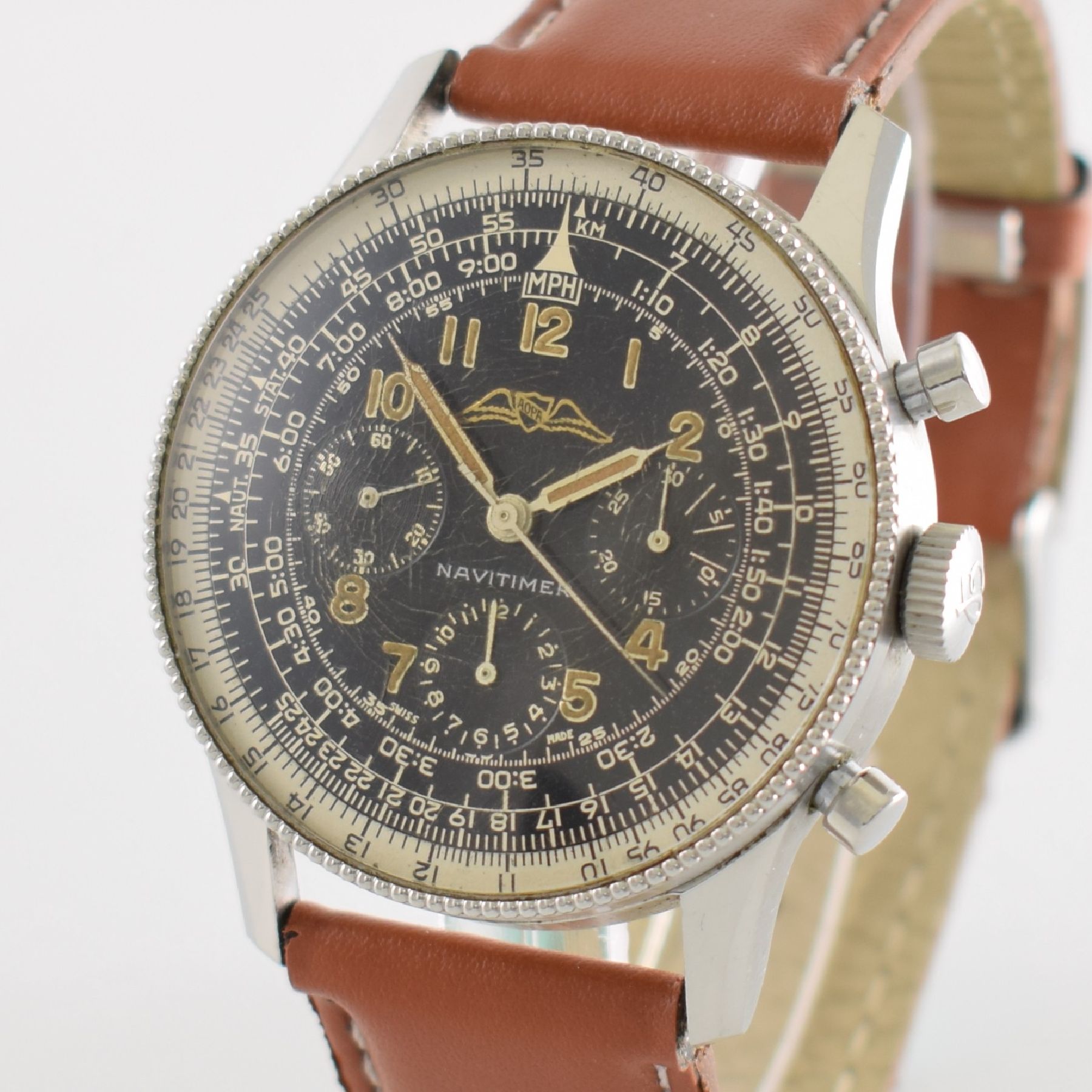 Detail c: BREITLING Navitimer AOPA sehr seltener & wunderbar erhaltener früher Herrenchronograph in Edelstahl Kaliber VALJOUX 72, Schweiz um 1954, Handaufzug, ...