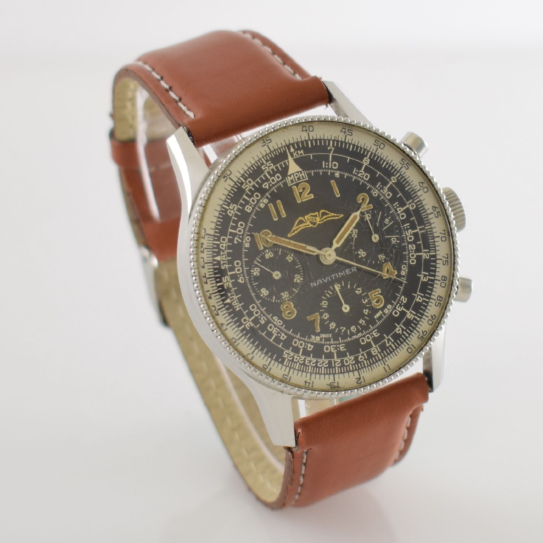 Detail d: BREITLING Navitimer AOPA sehr seltener & wunderbar erhaltener früher Herrenchronograph in Edelstahl Kaliber VALJOUX 72, Schweiz um 1954, Handaufzug, ...
