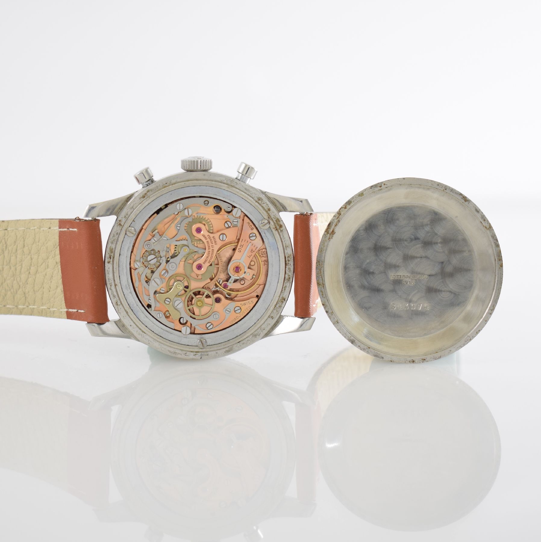 Detail h: BREITLING Navitimer AOPA sehr seltener & wunderbar erhaltener früher Herrenchronograph in Edelstahl Kaliber VALJOUX 72, Schweiz um 1954, Handaufzug, ...