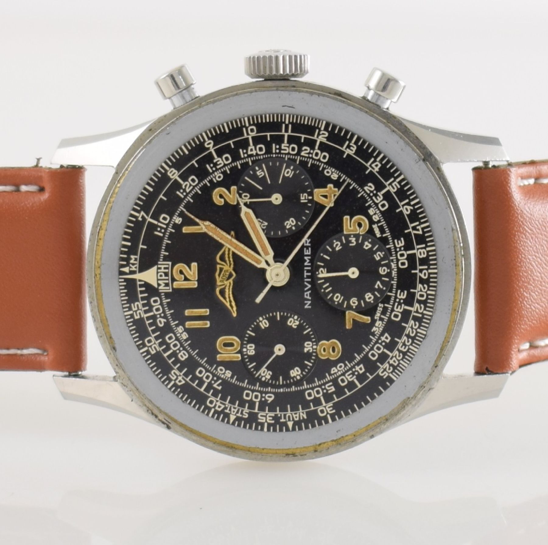 Detail m: BREITLING Navitimer AOPA sehr seltener & wunderbar erhaltener früher Herrenchronograph in Edelstahl Kaliber VALJOUX 72, Schweiz um 1954, Handaufzug, ...