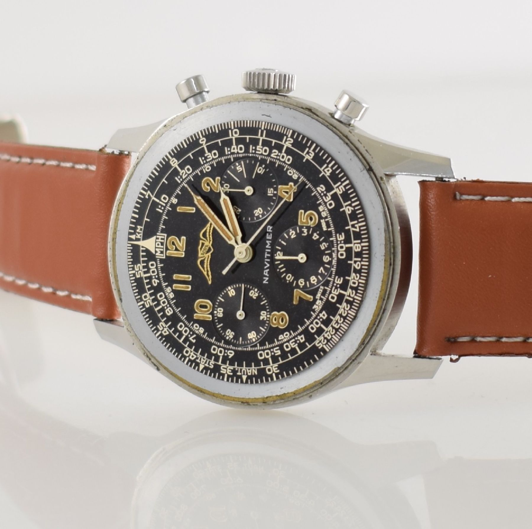 Detail n: BREITLING Navitimer AOPA sehr seltener & wunderbar erhaltener früher Herrenchronograph in Edelstahl Kaliber VALJOUX 72, Schweiz um 1954, Handaufzug, ...