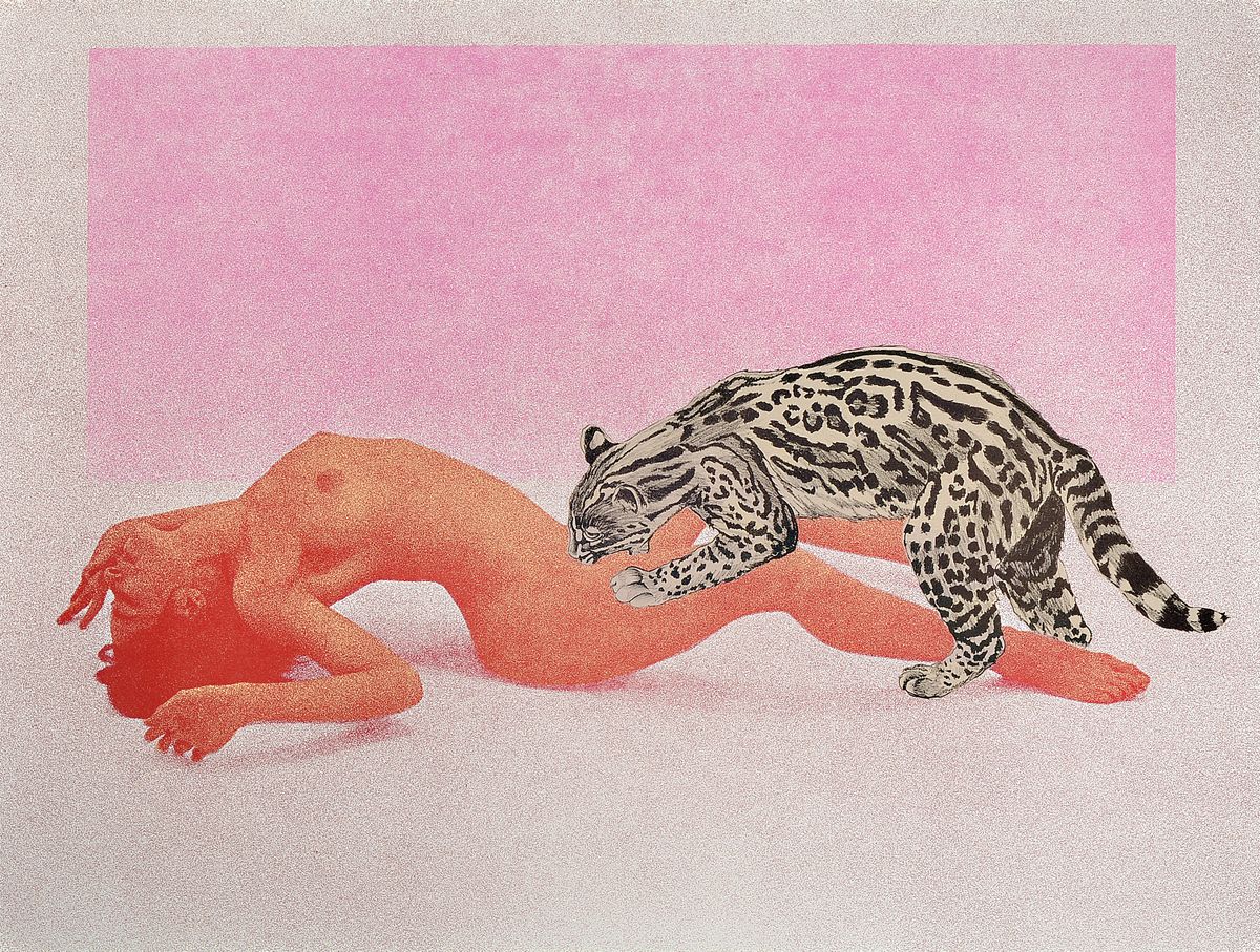Mel Ramos, 1935-2018, Ocelot, 1969, Farblithografie auf dickem Velin, hier Probedruck daher unsigniert, ursprüngliche Auflage 98 Exemp. ca. 61.5 x ...