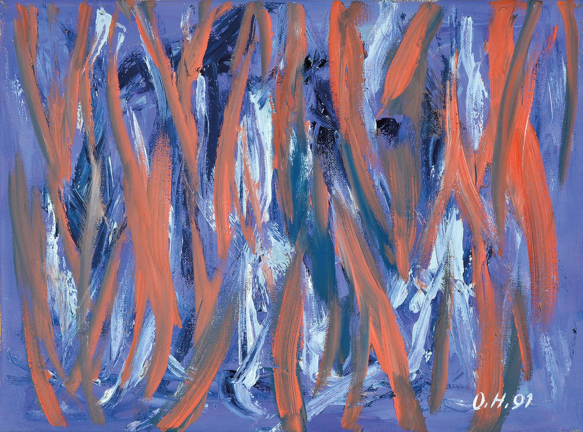 Detail b: Otto Herter, 1924 Pjatigorsk/Kaukasus - 2000 Achern, zwei Gemälde, abstrakte Kompositionen, beide monogrammiert und dat. 91 und 92, Acryl/Lwd, ca. ...