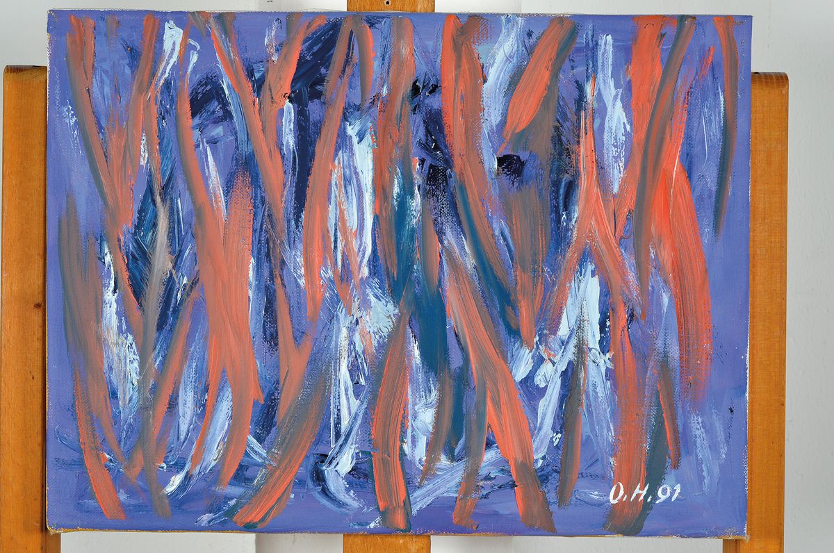Detail m: Otto Herter, 1924 Pjatigorsk/Kaukasus - 2000 Achern, zwei Gemälde, abstrakte Kompositionen, beide monogrammiert und dat. 91 und 92, Acryl/Lwd, ca. ...