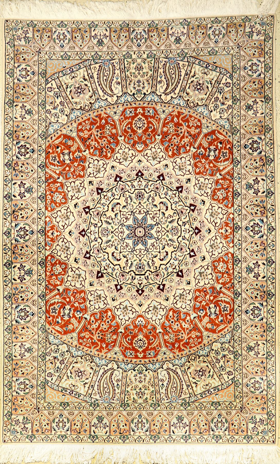 Feiner Nain (Part-Silk), Persien, ca. 15 Jahre, Korkwolle mit Seide, ca. 197 x 131 cm, EHZ: 1-2 (fachkundig gereinigt).