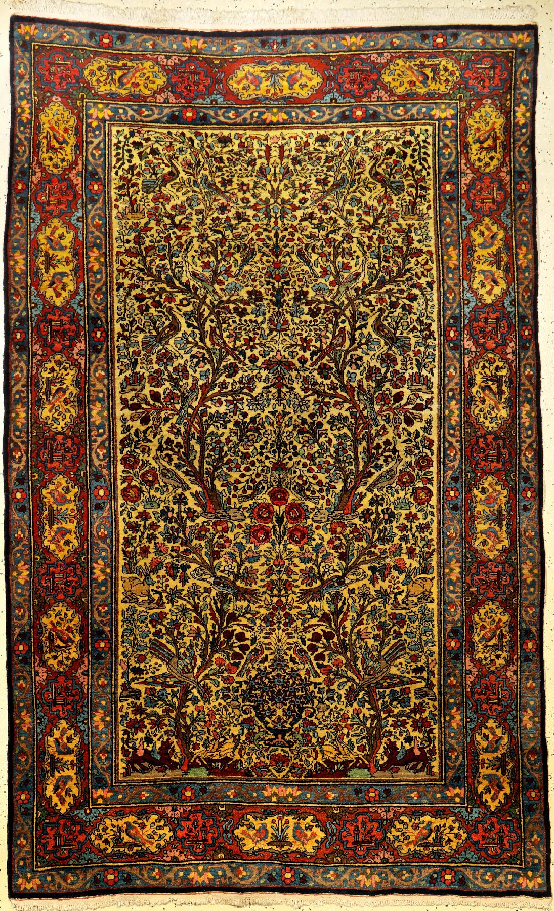 Seltener gelber Bidjar alt (Paradies Design), Persien, um 1940, Korkwolle, ca. 218 x 136 cm, EHZ: 2, sehr seltene Farbgestaltung, gute feine ...