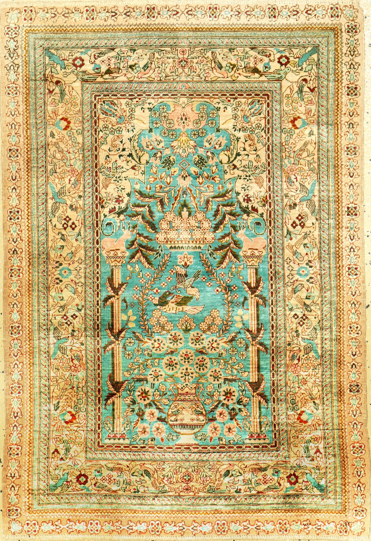Feiner Seiden Hereke, China, ca. 30 Jahre, reine Naturseide, ca. 90 x 62 cm, EHZ: 2