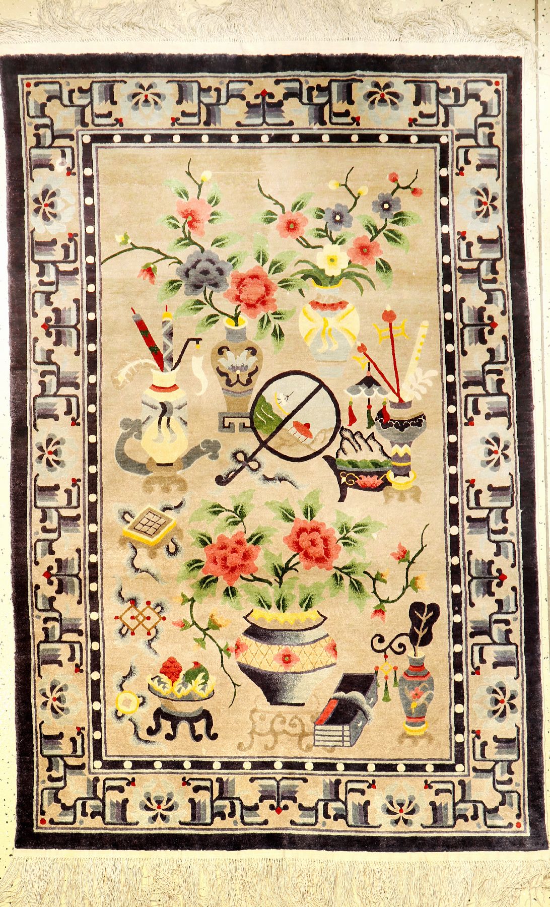 Seiden Peking alt, China, ca. 50 Jahre, reine Naturseide, ca. 190 x 123 cm, EHZ: 2, dekorativ