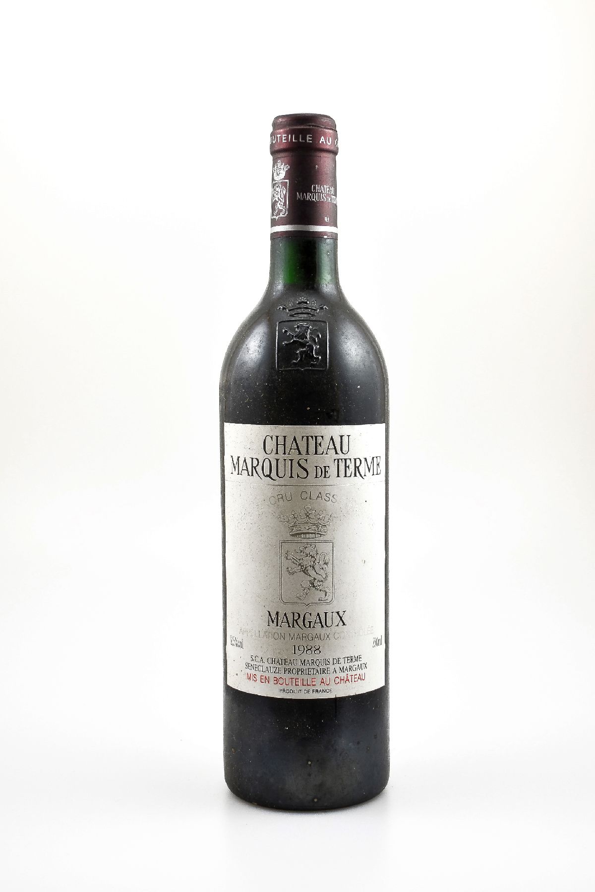 1 Flasche 1988 Chateau Marquis de Terme, Margaux, ca. 75 cl, 12,5 % Vol., Füllstand: ca: into neck, guter Erhaltungszustand, unverkostet, ...