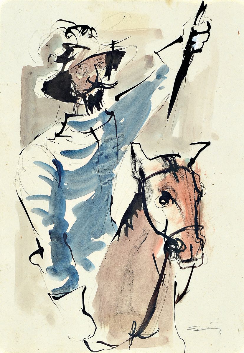Lajos Sebök, 1910 Szeged (Ungarn)-1996 Neuss, re. unten sign., unter Glas gerahmt, gesamt ca. 45x35 cm