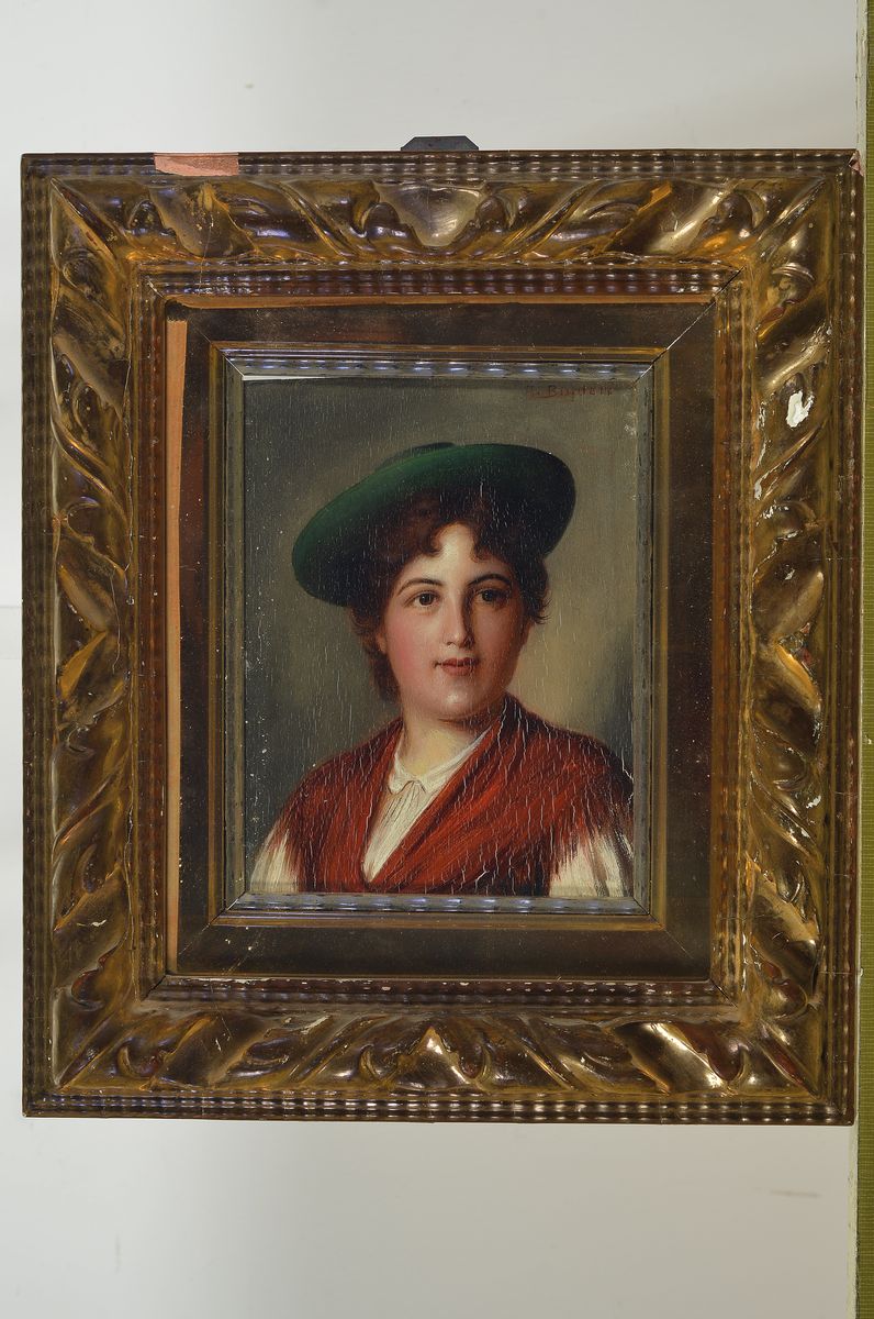 Detail k: Alois Binder, geb. 1857 in Österreich bis 1933 in München, österreichischer Genre-, Porträt- und Stilllebenmaler, Öl/Holz, krakeliert, rechts ...